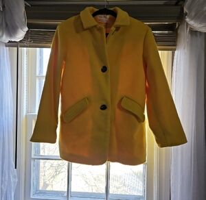 NWT Zara Kids Mustard Yellow Tailored Pea Coat with Lapel Collar
